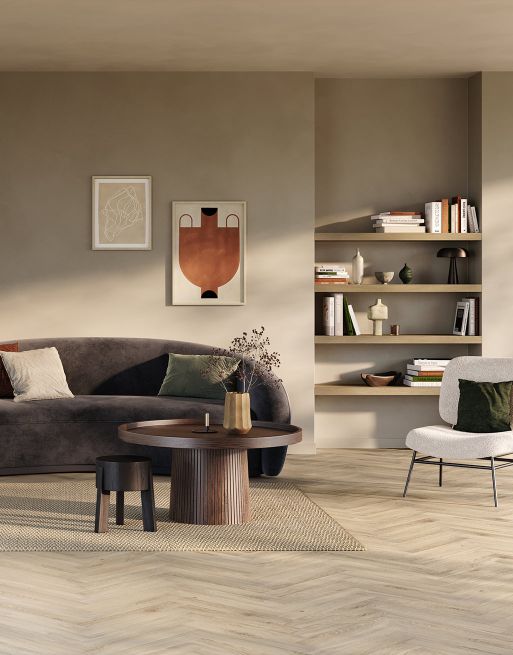Prime Herringbone - Latte Oak Laminate Flooring