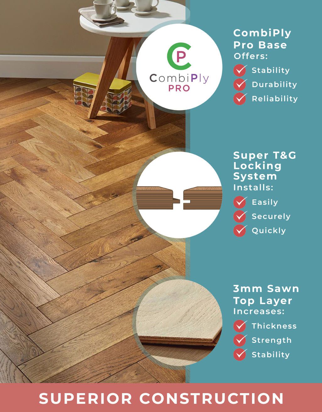 Oxford Herringbone Golden Smoked Oak Engineered Wood Flooring 4