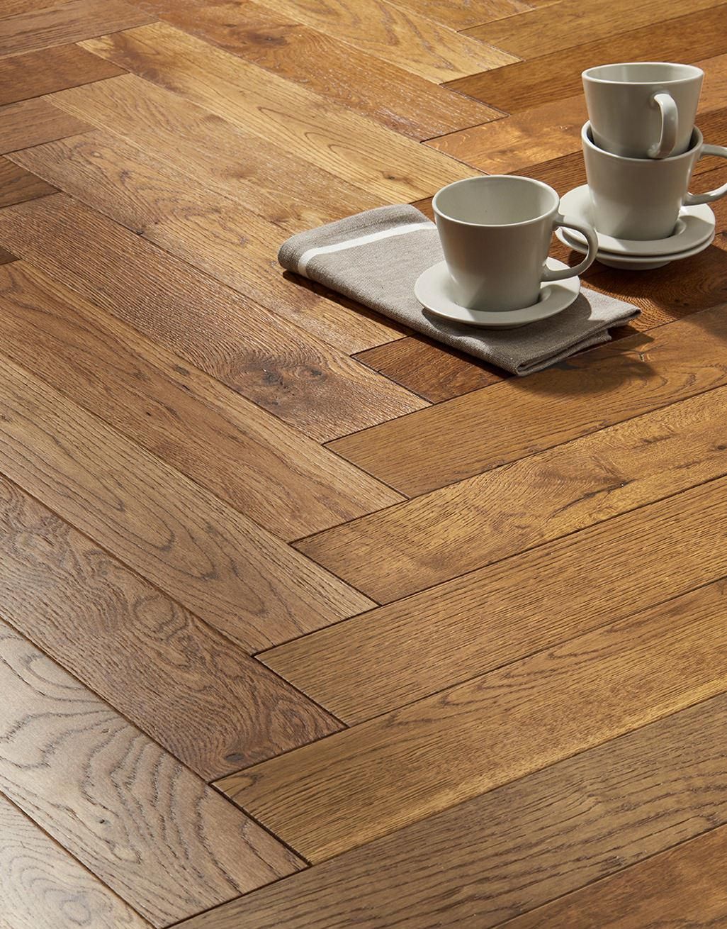 Oxford Herringbone Golden Smoked Oak Engineered Wood Flooring 2