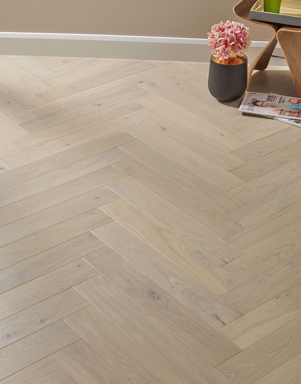 Bayswater Herringbone - Cappuccino Oak Brushed & Lacquered Engineered Wood Flooring 1