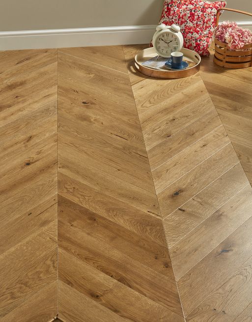 Chelsea Chevron - Woodland Oak Brushed & Lacquered Engineered Wood Flooring