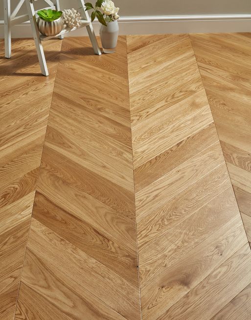 Chelsea Chevron - Natural Oak Brushed & Lacquered Engineered Wood Flooring