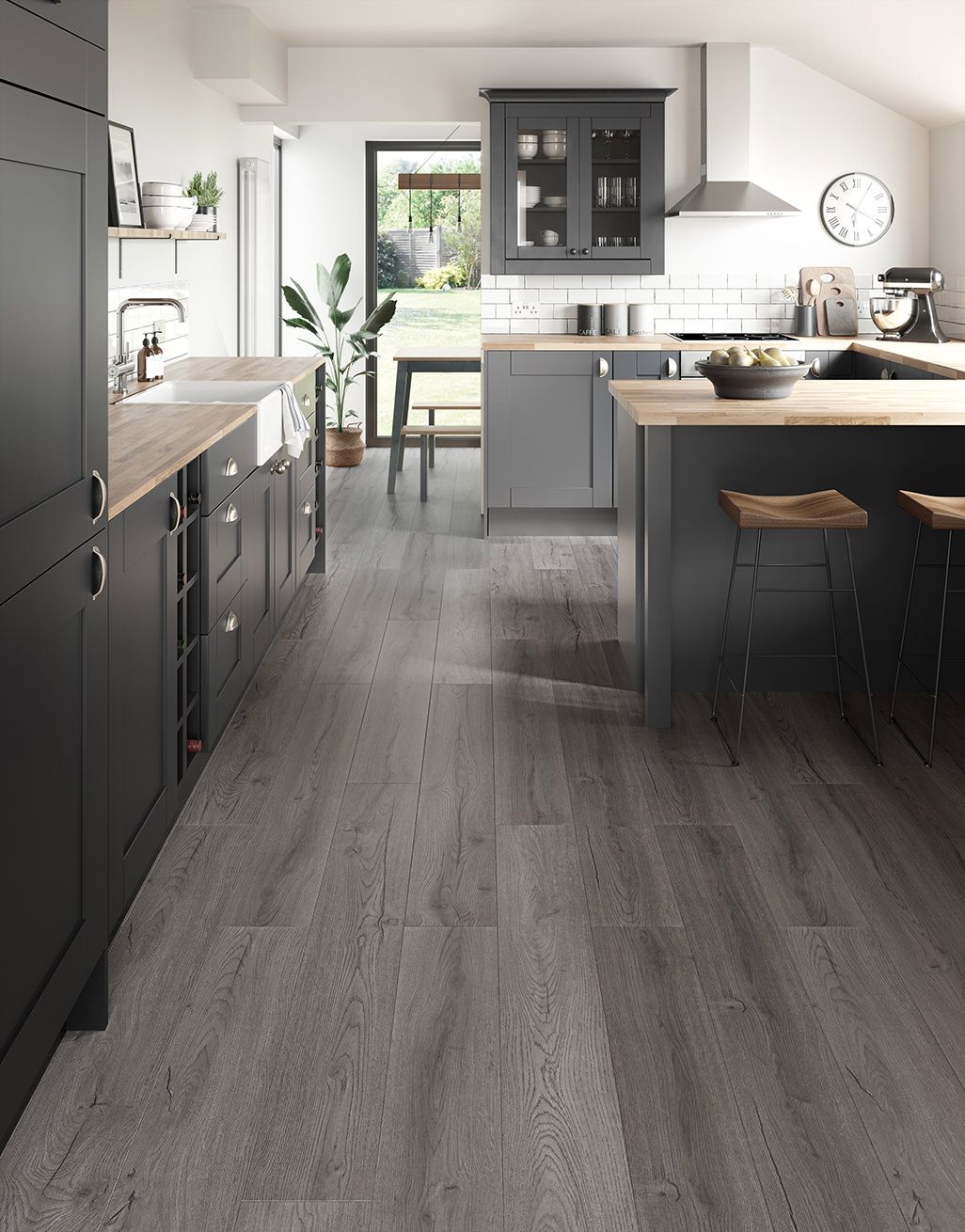 Loft Dark Grey Laminate Flooring, Kitchen With Grey Laminate Flooring