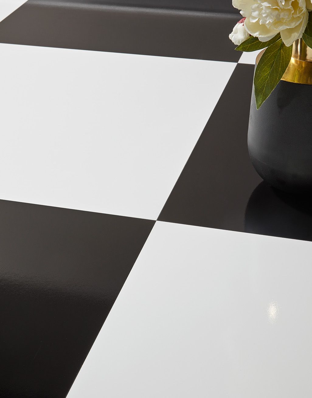 Chequer Tile - Black High Gloss Laminate Flooring 5