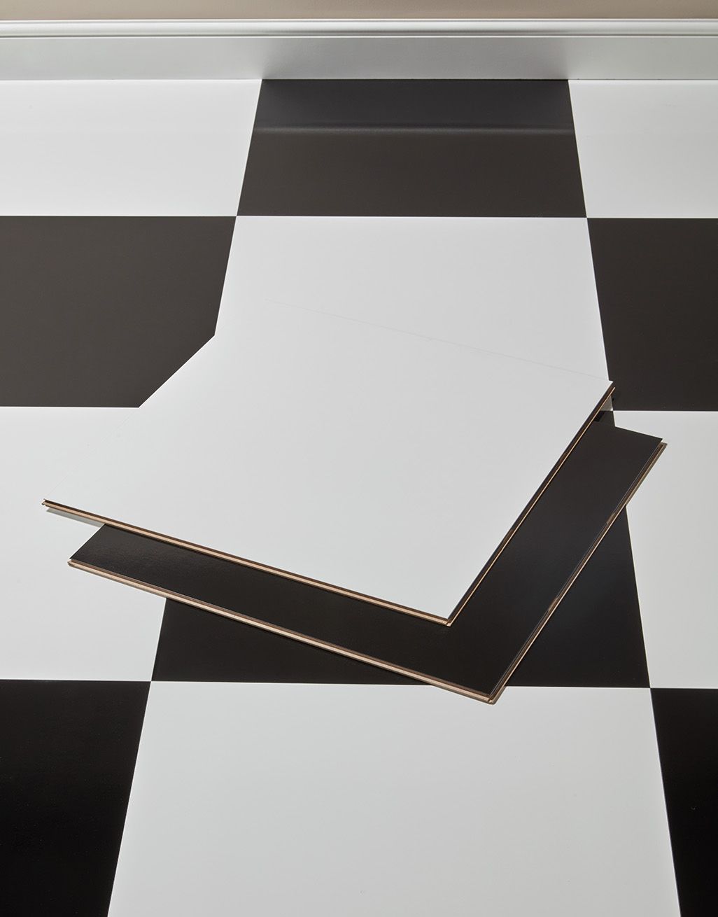 Chequer Tile - Black High Gloss Laminate Flooring 6