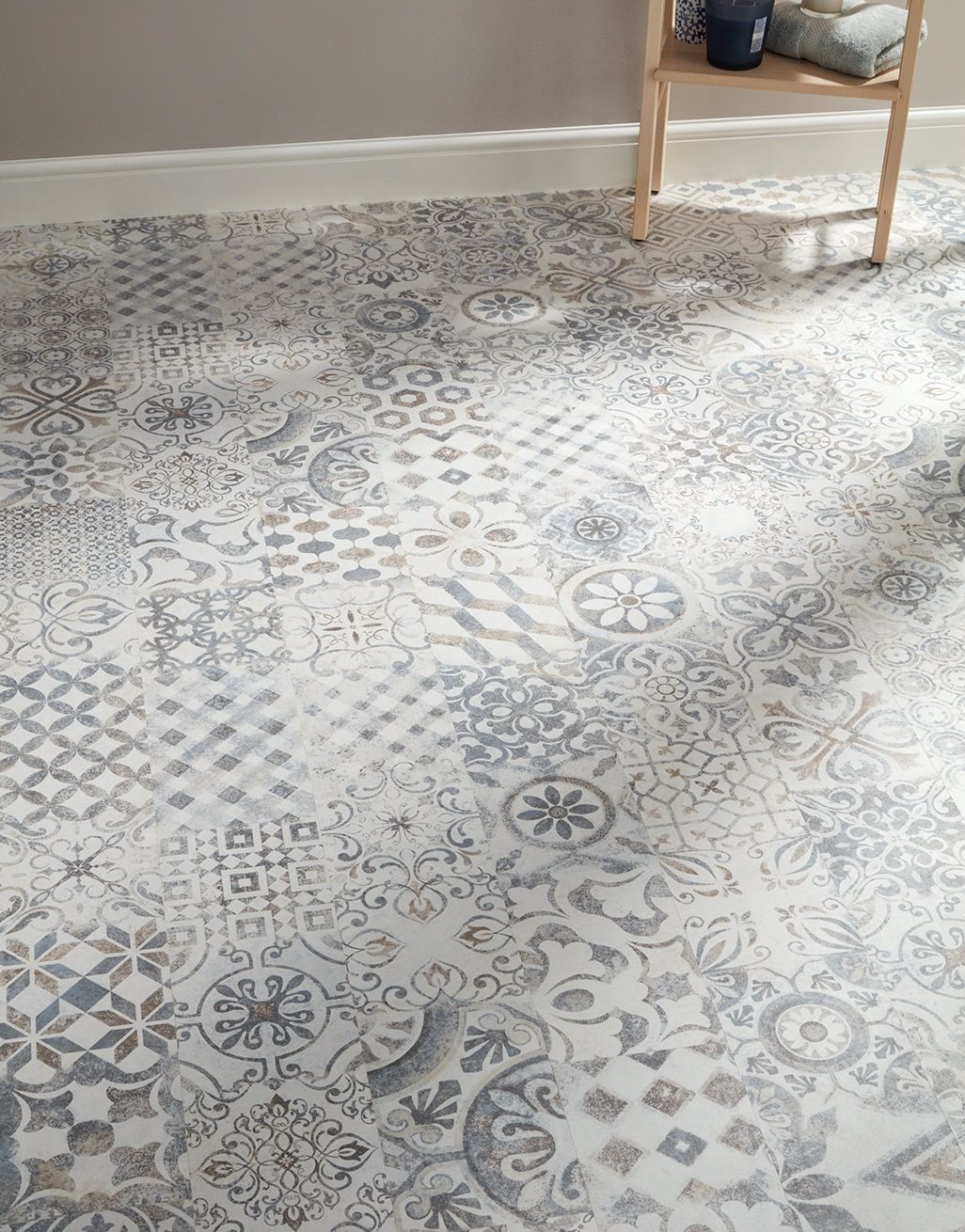Valencia Tile - Retro Blue Grey Laminate Flooring 2
