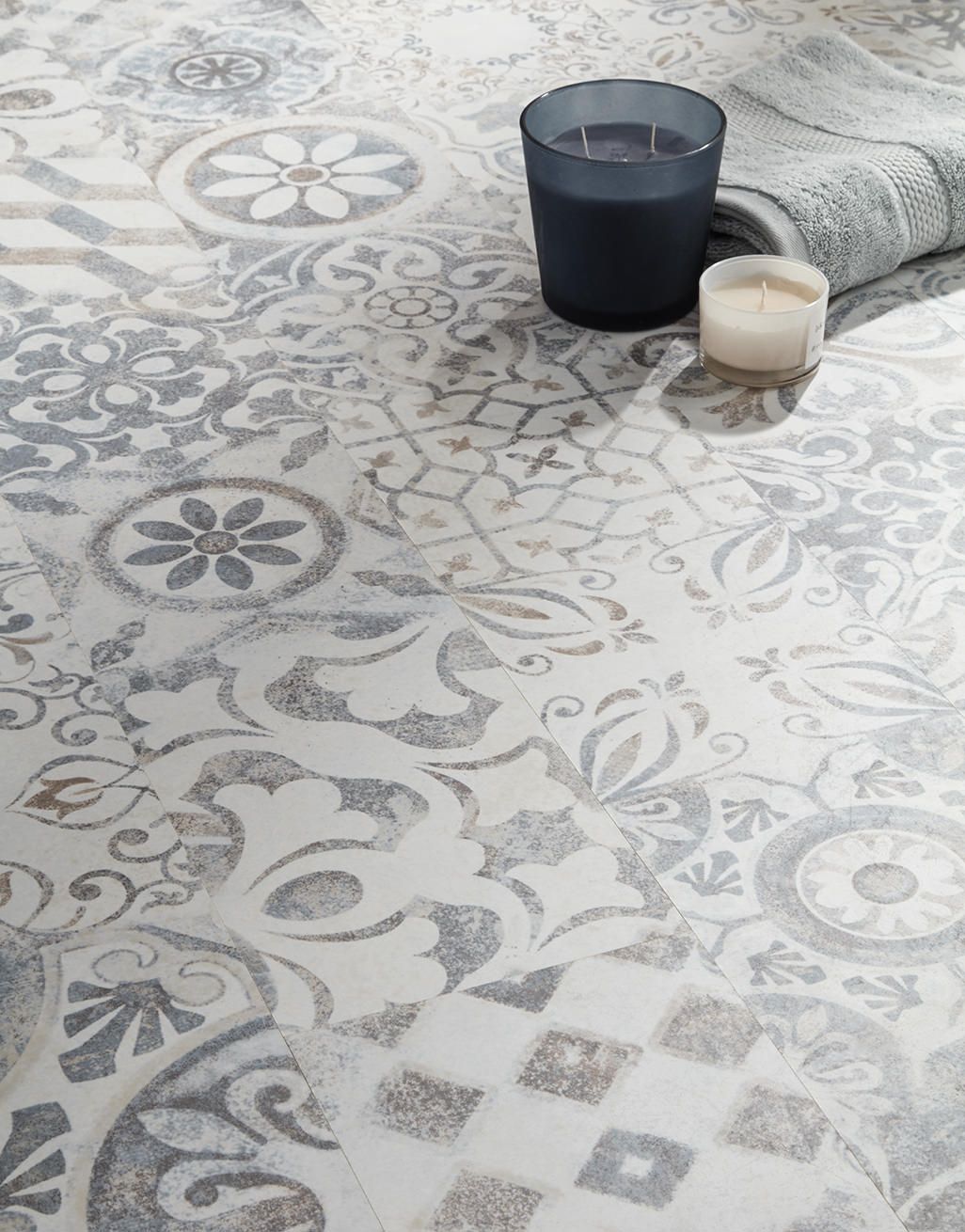 Valencia Tile - Retro Blue Grey Laminate Flooring 3