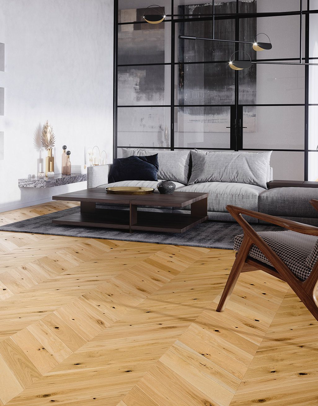 Chelsea Chevron - Woodland Oak Brushed & Lacquered Engineered Wood Flooring 4