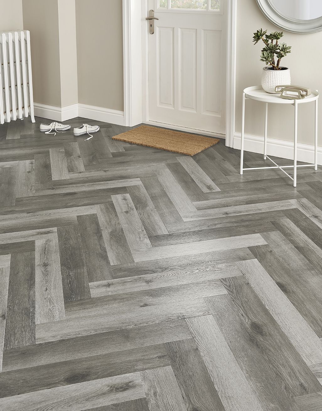 EvoCore Design Floor Artisan Herringbone - Driftwood Grey Oak 1