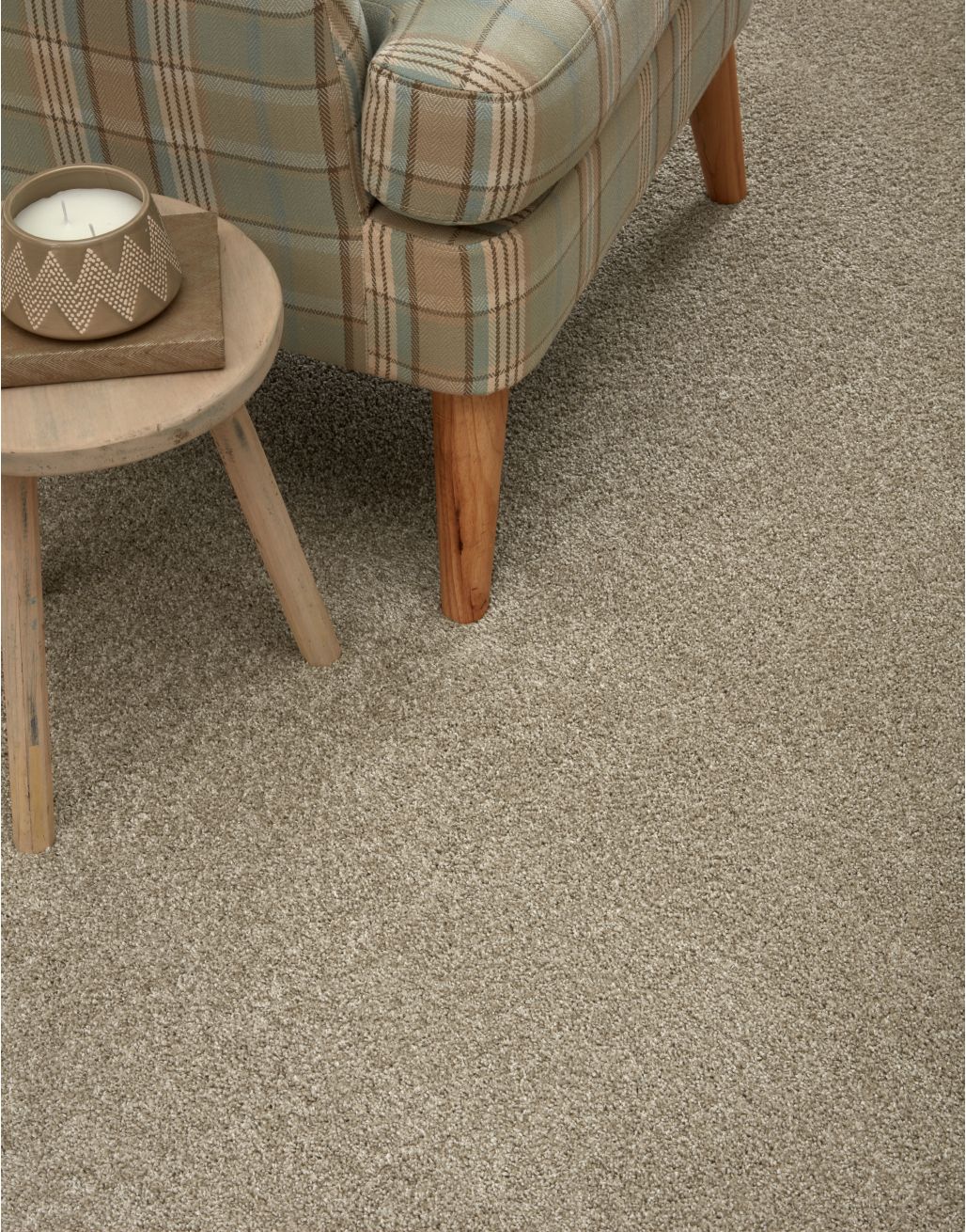 COSY Low Height Saxony Pile Dark Beige 4m Wide Action Backed Carpet at £6.99m² 