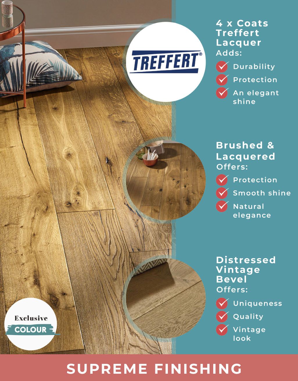 Kingswood Oak Distressed Brushed & Lacquered Engineered Wood Flooring 5