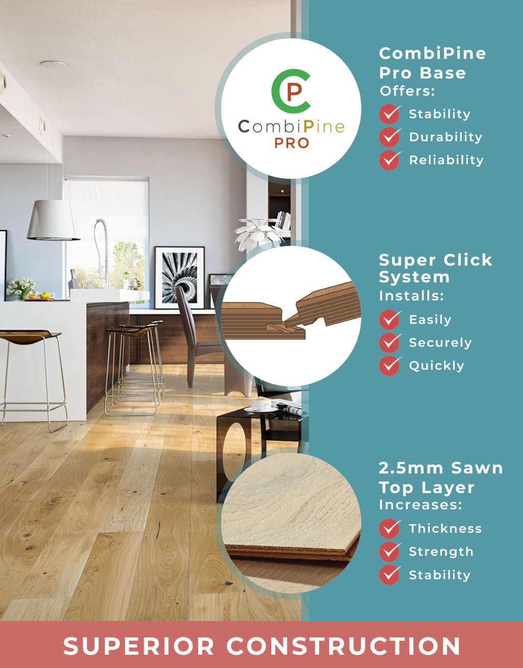 Carpenters Choice Natural 14mm x 155mm Lacquered Engineered Wood Flooring 5