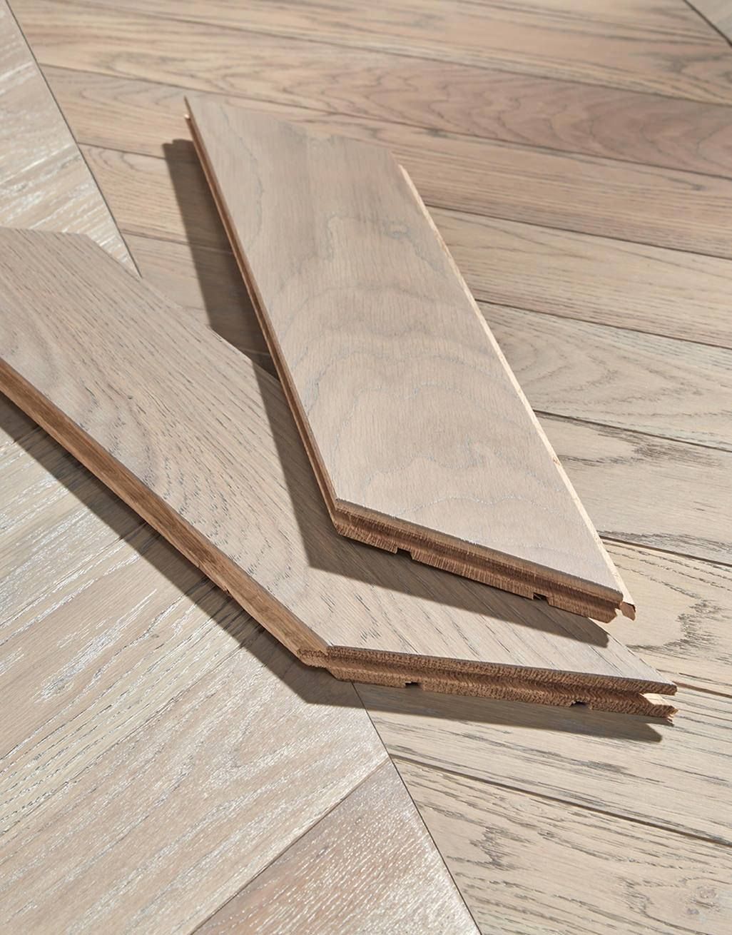 Park Avenue Chevron Silk Grey Oak Brushed & Oiled Solid Wood Flooring 3