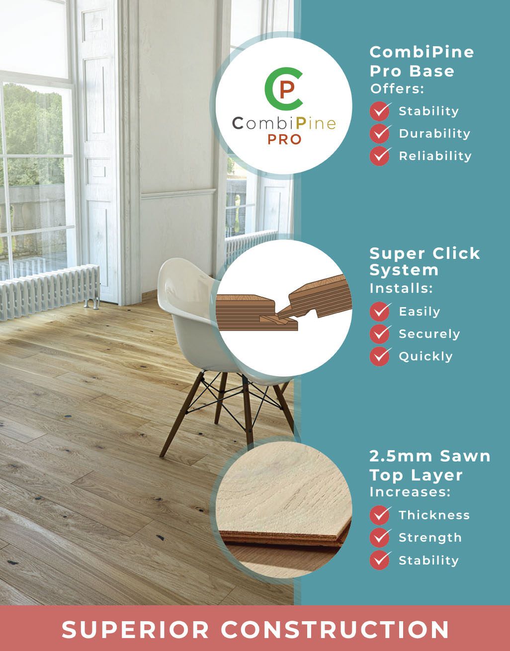 Carpenters Choice Natural Brushed & Oiled 14mm x 180mm Engineered Wood Flooring 3