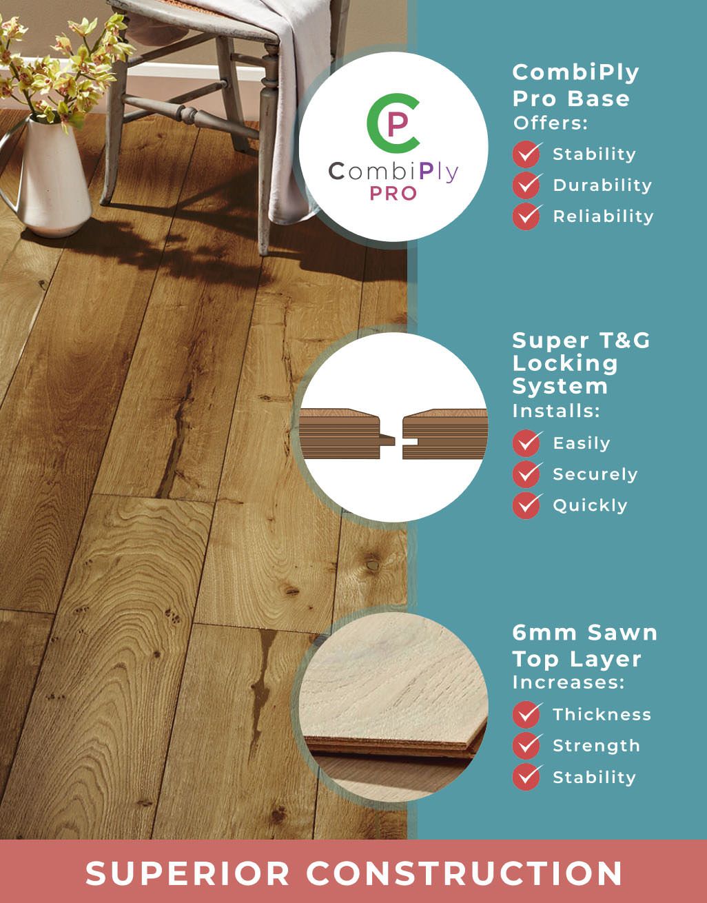 Farmhouse Golden Smoked Oak Brushed & Lacquered Engineered Wood Flooring 4