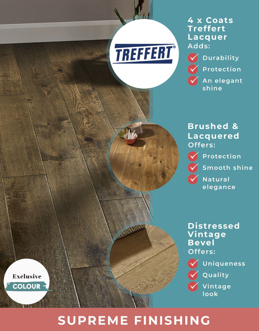 Grand Vintage Oak Distressed Brushed & Lacquered Engineered Wood Flooring 6