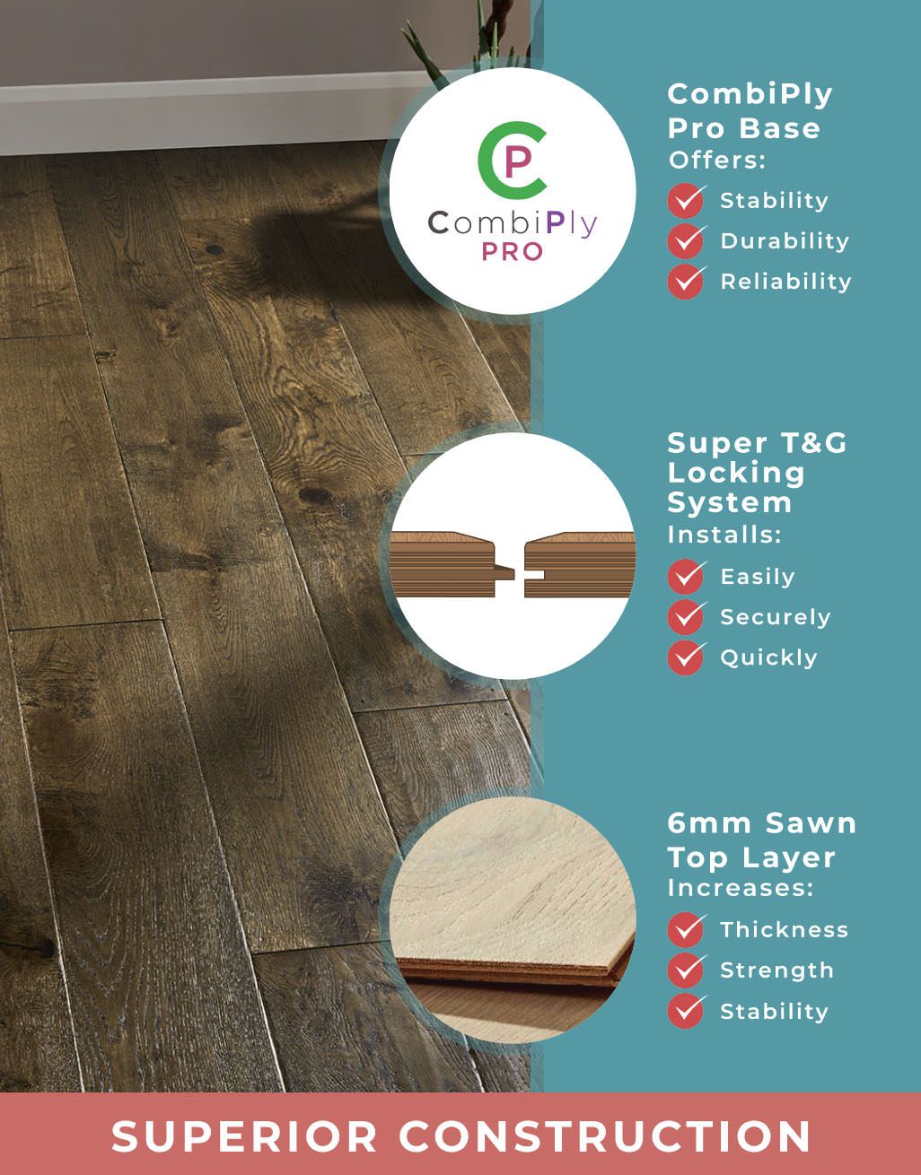 Grand Vintage Oak Distressed Brushed & Lacquered Engineered Wood Flooring 5