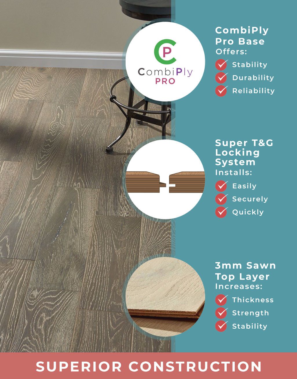 Manhattan Urban Grey Oak Brushed & Lacquered Engineered Wood Flooring 4