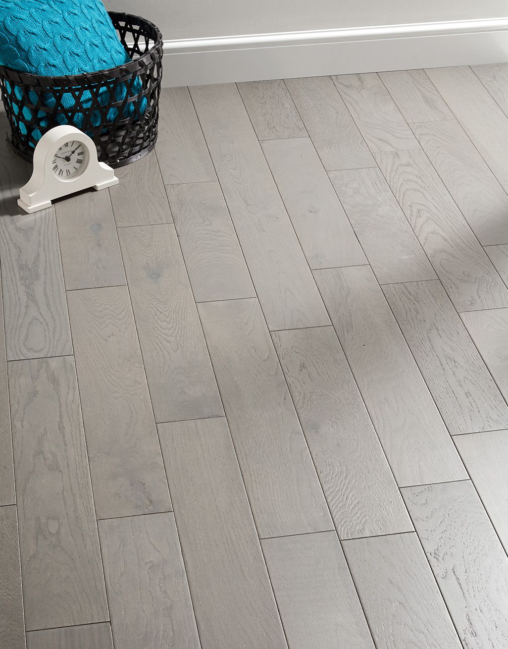 Grey engineered shop wood flooring