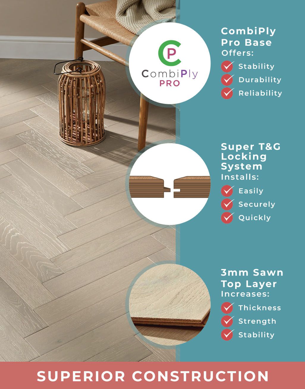 Oxford Herringbone Pearl Grey Oak Engineered Wood Flooring 4