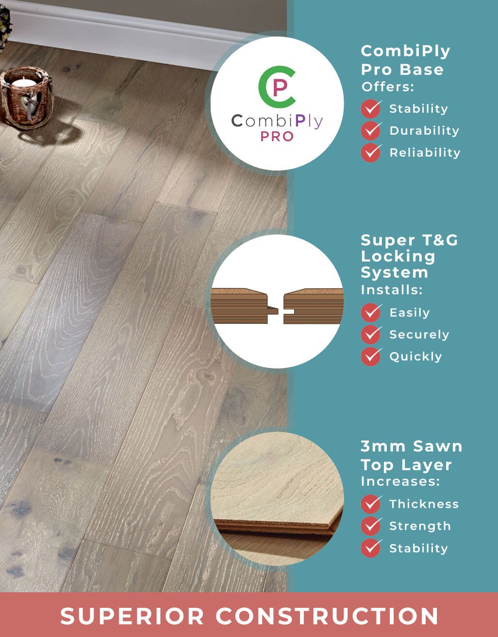 Loft Pearl Grey Oak Brushed & UV Lacquered Engineered Wood Flooring 4
