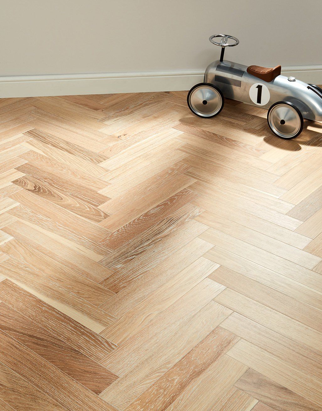 Branscombe Whitewashed Harbour Herringbone Oak Engineered Wood