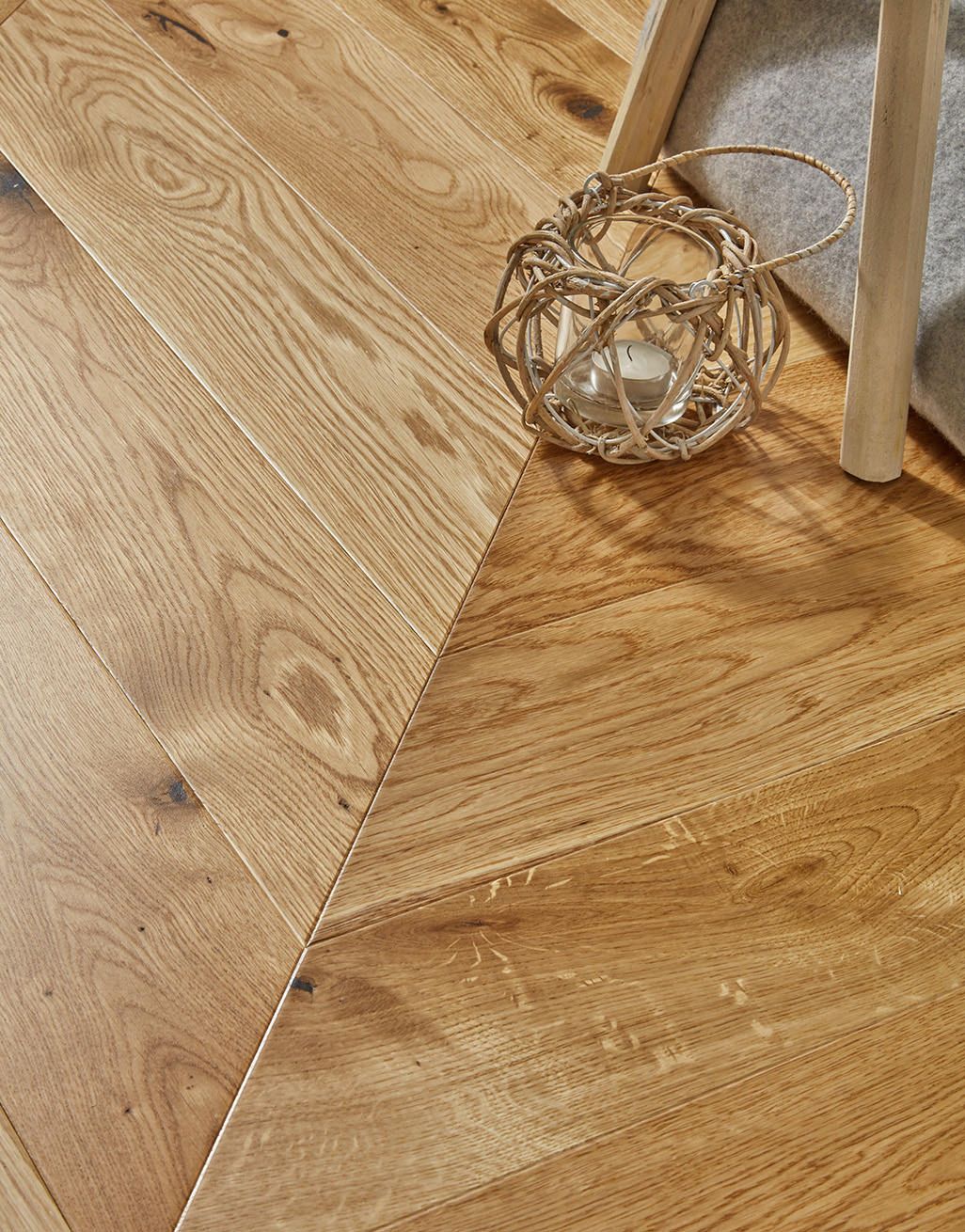 Chelsea Chevron - Golden Oak Brushed & Lacquered Engineered Wood Flooring 2