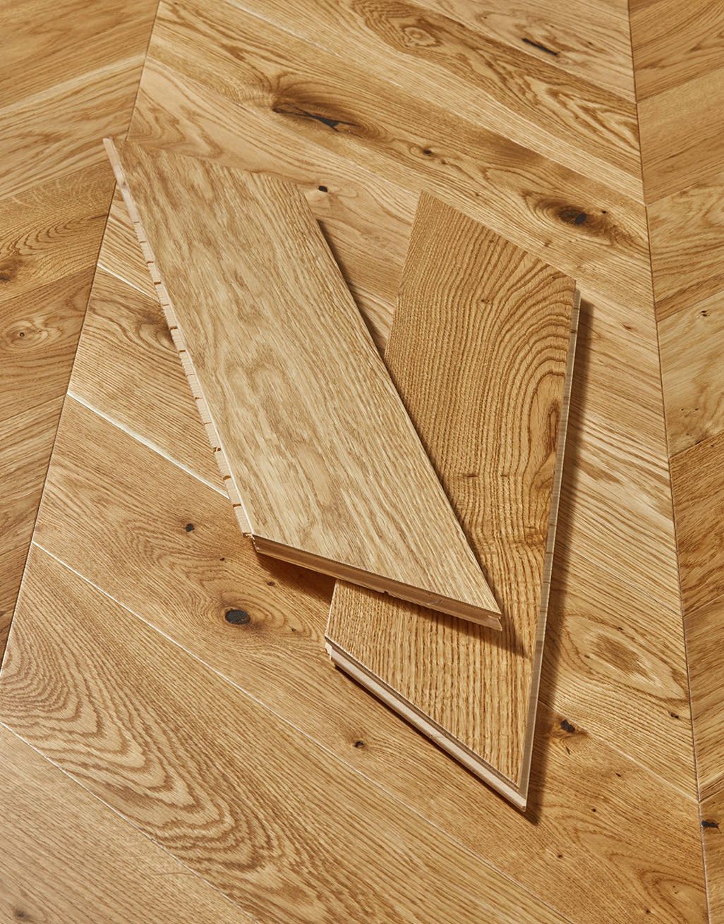Chelsea Chevron - Golden Oak Brushed & Lacquered Engineered Wood Flooring 3