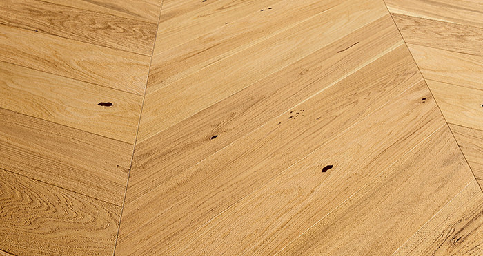 Chelsea Chevron - Natural Oak Brushed & Lacquered Engineered Wood Flooring - Descriptive 2