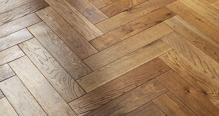 Oxford Herringbone Golden Smoked Oak Engineered Wood Flooring - Descriptive 2