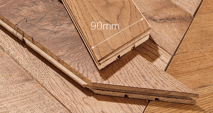 Park Avenue Chevron Cinnamon Oak Brushed & Oiled Solid Wood Flooring - Descriptive 3