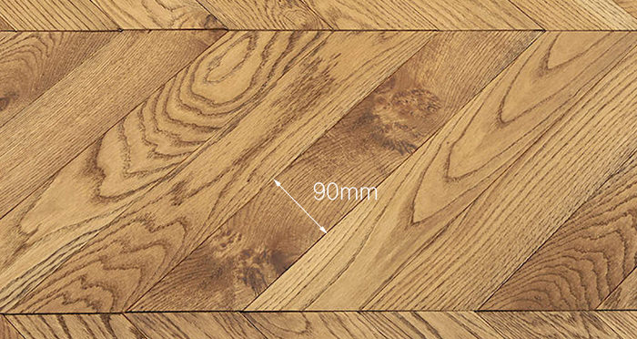 Park Avenue Chevron Golden Oak Brushed & Oiled Solid Wood Flooring - Descriptive 3