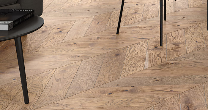 Chelsea Chevron - Urban Oak Brushed & Lacquered Engineered Wood Flooring - Descriptive 2