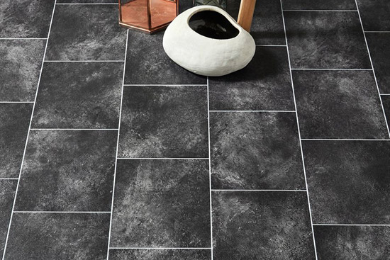 Dark Tile Effect Vinyl Flooring
